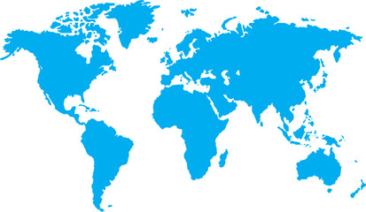 Blue World Map, Vector Graphic, Global View