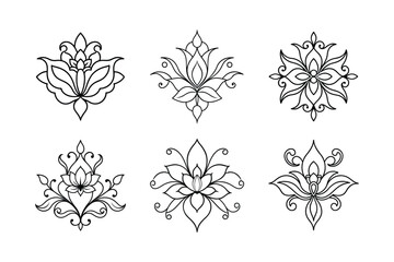 Fototapeta premium Set of Floral Art Nouveau Ornament