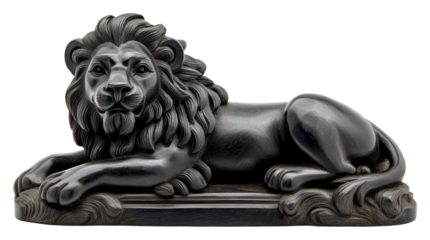 Majestic lion sculpture gallery decorative piece minimalist side view isolated on transparent background