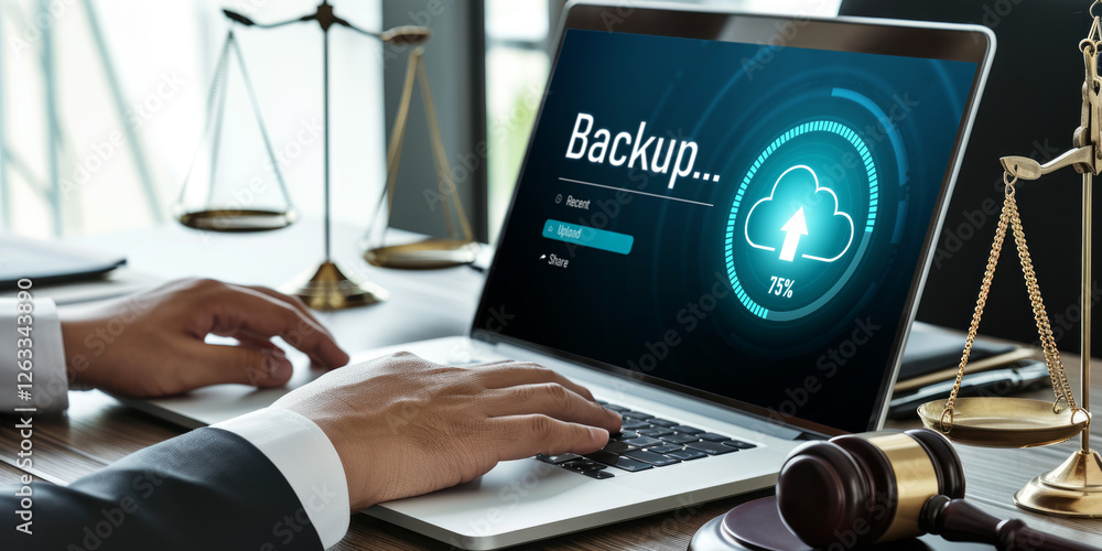 Poster backup storage data internet technology business concept. database storage cloud technology file dat