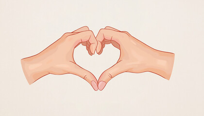Obraz premium Hands forming heart shape on light background