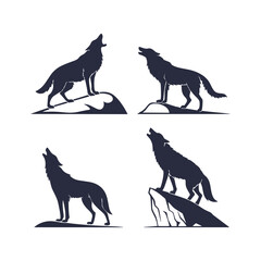 Wild Wolf Silhouettes Isolated Vector Clip Art Pack