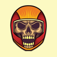 Motorcycle halmet and skull open mouth
