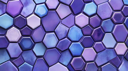 Obraz premium Mosaic pattern made of hexagons, in shades of purple and blue 