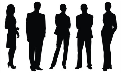 Men and women silhouettes  is isolated on a white background