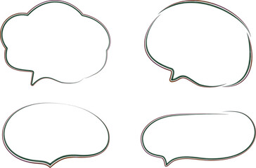 dark green brown colorful stroke speech bubbles set