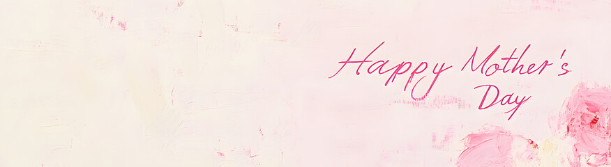 Beautiful illustration of "Happy Mother's Day" handwritten in pink on a light background