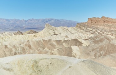 Death Valley National Park's Zabriskie Point which overlooks colorful badlands