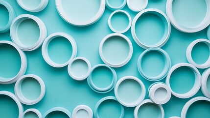 Abstract Teal Circles Paper Background Design
