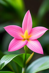 Fototapeta premium Pink flower blooming in garden, showcasing botanical beauty with vibrant colors. Generative AI