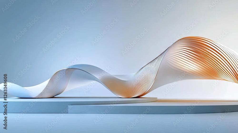 Poster a sleek modern white background with flowing abstract wave patterns in soft gradients.