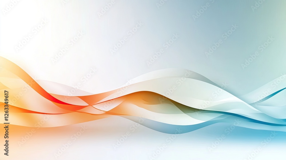 Poster a sleek modern white background with flowing abstract wave patterns in soft gradients.