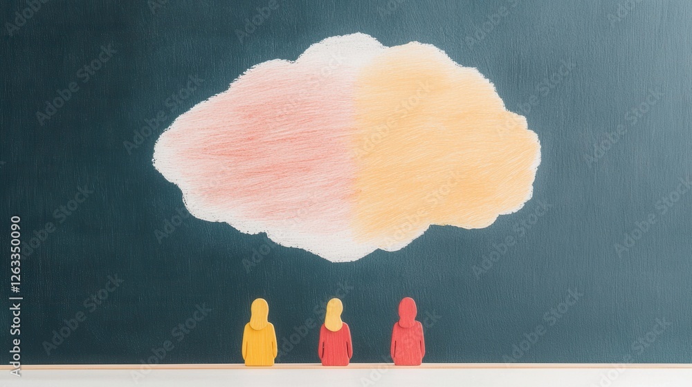 Poster exploring creative thought clouds minimalist setting artistic expression abstract background group p