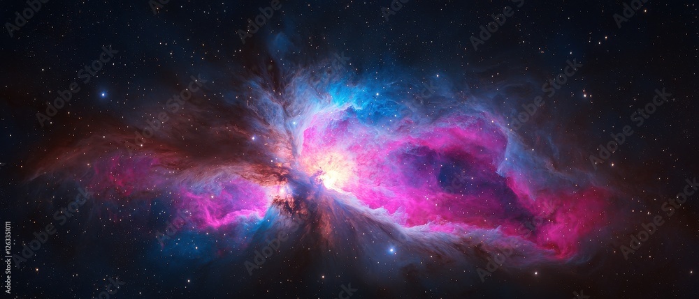 Poster cosmic explosion event outer space nebula image colorful environment wide-angle view astrophysics co