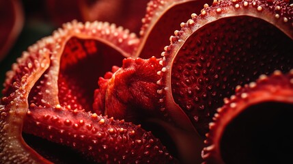 Obraz premium Red textured organic form close up detail