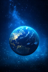 Obraz premium A glowing earth view from space with a cosmic background for scientific education. Generative AI