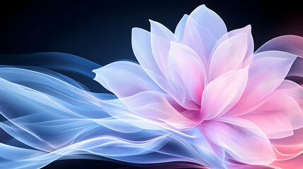 Abstract lotus flower blooms with smoke and light. Can be used for wall art. Generative AI