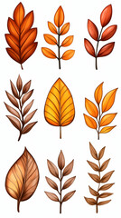 Fototapeta premium Autumn leaves Collection of colorful foliage for seasonal design and decoration use. Generative AI