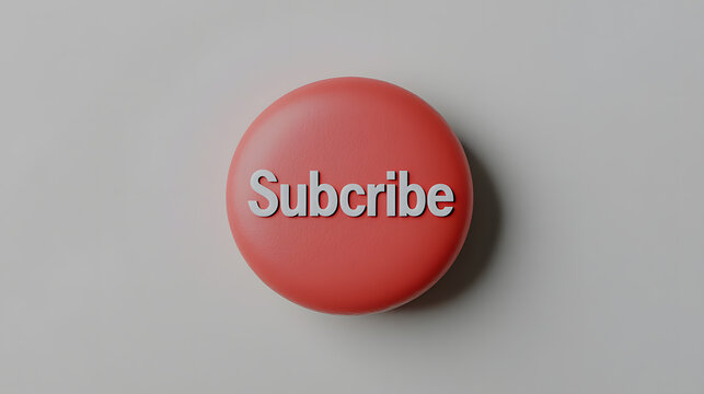 A red button that says 'Subscribe' in white lettering, prompting viewers to subscribe. A call to action for online video channels. #subscribe