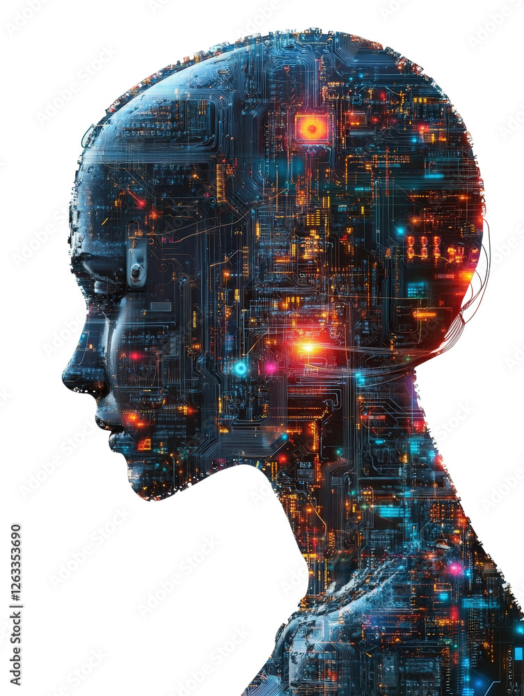 Aufkleber exploring ai integration digital world abstract vibrant colors isolated on transparent background