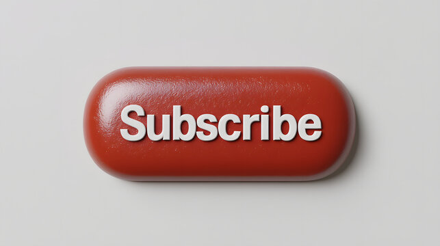 A red button with the word Subscribe in white letters, set against a plain background. Invites action and engagement, a clear call to join and follow.