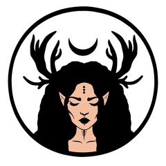 Dark Magic Goddess vector hand-drawn LOGO design base