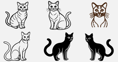 set of cats silhouettes