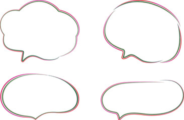 green red colorful stroke speech bubbles set