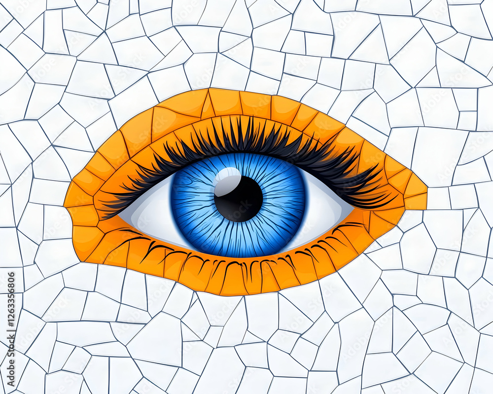 Aufkleber eye on mosaic wall. close-up view of a decorative object in a public area. generative ai