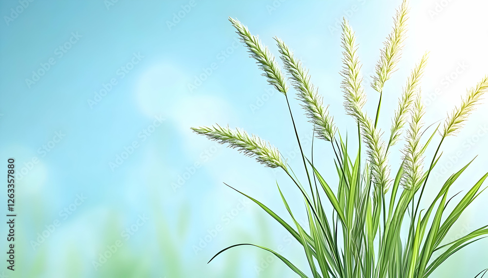 Aufkleber grass blowing softly in sunny field; use in nature and peaceful background design. generative ai