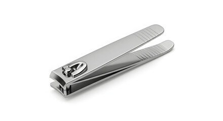 Simple Stainless Steel Nail Clipper on White Background