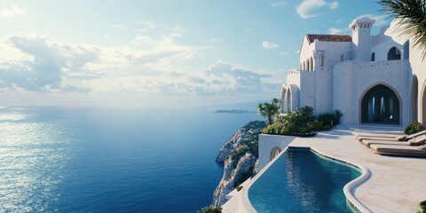 Obraz premium White building with pool