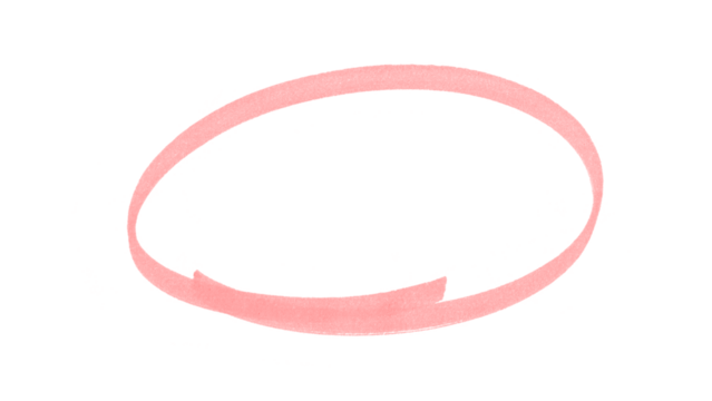 Hand-drawn Red marker circle isolated on a transparent background, brushstroke oval shape for design elements, highlighting, underlining,	