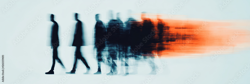 Poster exploring the intersection of motion and identity: captivating silhouettes in a dynamic abstract com