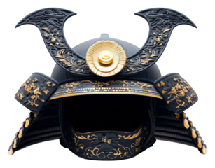 Samurai helmet display japan cultural artifact studio isolated on transparent background