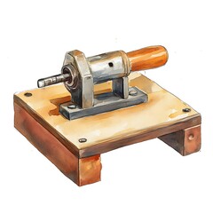 Watercolor Painting of Vintage Hand Crank Machine.