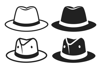 Minimalist Explorer Hat Icon, silhouette vector illustration