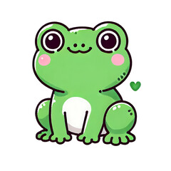 Obraz premium Joyful Green Frog Illustration Nature Cartoon Art Playful Environment Close-Up View Whimsical Concept for Kids Artwork and Educational Materials