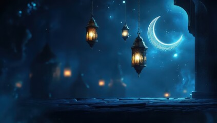 Islamic background design with beautiful lantern
