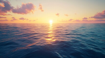 Obraz premium A Mesmerizing Sunset Over a Tranquil Blue Ocean