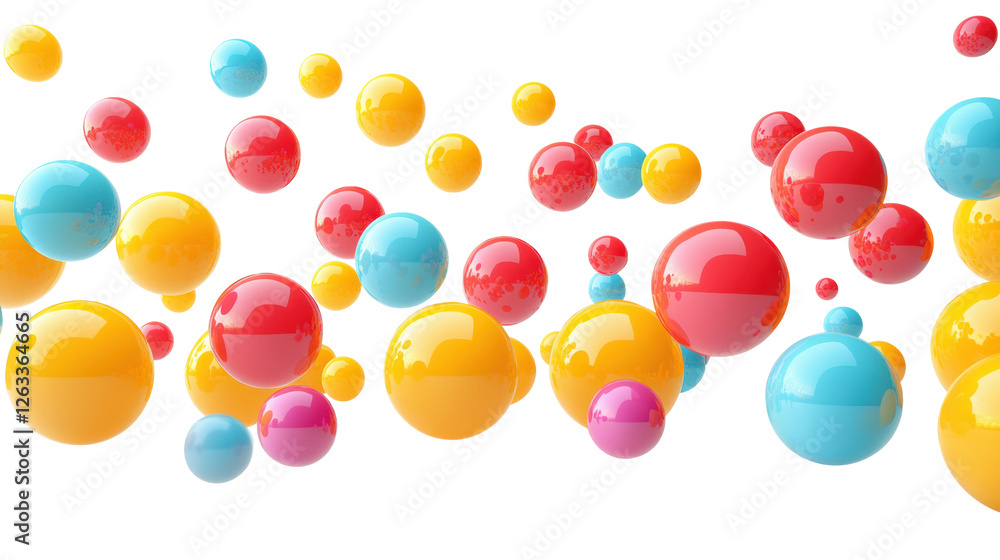 Poster colorful floating bubbles abstract digital design studio aesthetic isolated on transparent backgroun