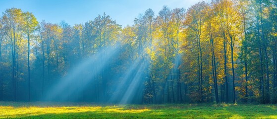 Fototapeta premium Autumnal Forest bathed in Sunlight