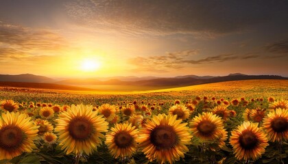 Obraz premium sunflower field at sunset