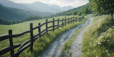 Fototapeta premium Dirt Road Next to Fence