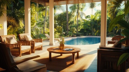 Fototapeta premium Living Room with Pool