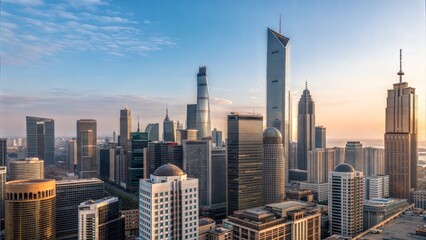 Stunning Sunrise Skyline Modern Chinese Cityscape Architecture