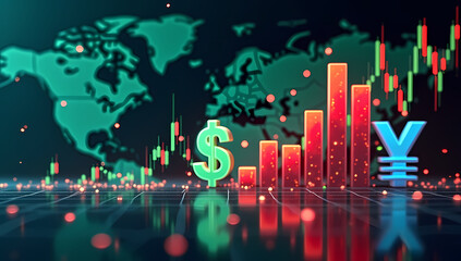 Futuristic Finance and Business News Background with Stock Market Graphs