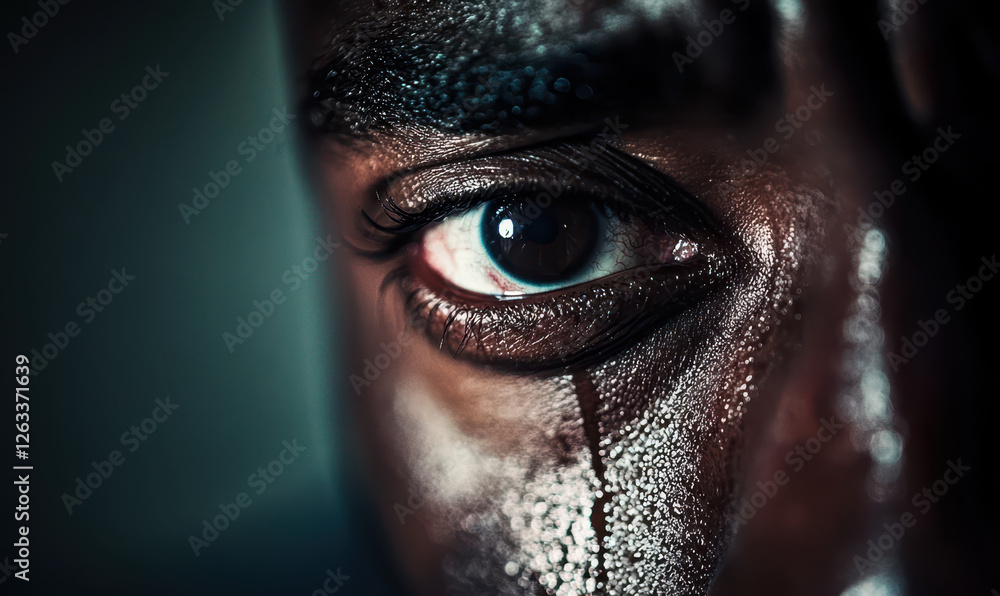 Poster captivating portrait of an individual's eye capturing emotions and depth through intricate details a