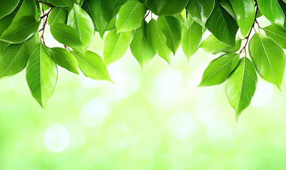 Close-Up of Vibrant Green Leaves with Soft Focus Background Creating a Fresh and Natural Atmosphere Ideal for Nature and Environmental Concepts