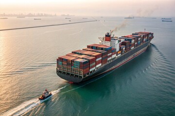 Massive Container Ship, Global Trade, Maritime Transport, Ocean Freight, Cargo Vessel, International